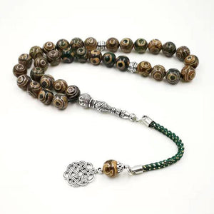 Natural Agates Tasbih Muslim Green eyes agate Islam misbaha Gift for Eid Man's bracelet prayer beads 33 66 99beads stone Rosary - Bashatasbih