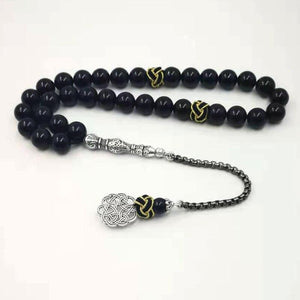 Natural Black Agates rosary Muslim Tasbih gift islam misbaha Man's Onxy prayer beads 33 66 99beads stone Rosary - Bashatasbih