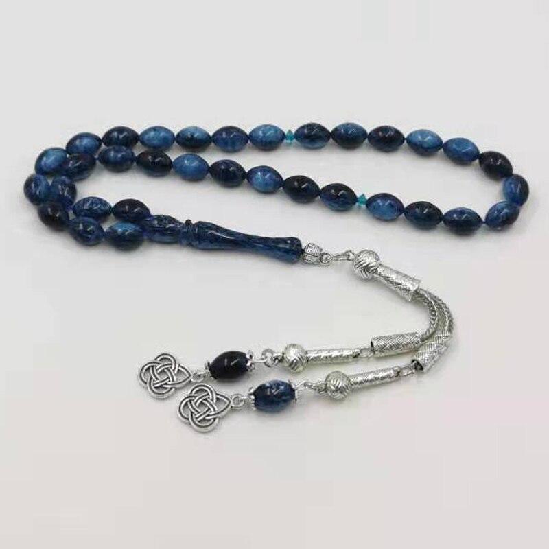Blue Resin Tasbih bracelet 33 prayerbeads metal tassel islamic arabic fashion rosary Kuwait New design Misbaha Rosary - Bashatasbih