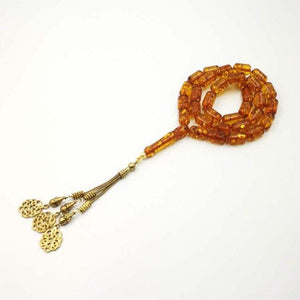 Resin tasbih Muslim rosary Bronze metal tassels Ramadan gift for Eid or Father present - Bashatasbih