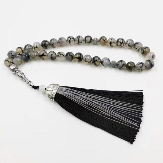 New Natural agates Tasbih Muslim gift Islam rosary misbaha 33 66 99beads with Cotton tassels islamic bracelet - Bashatasbih