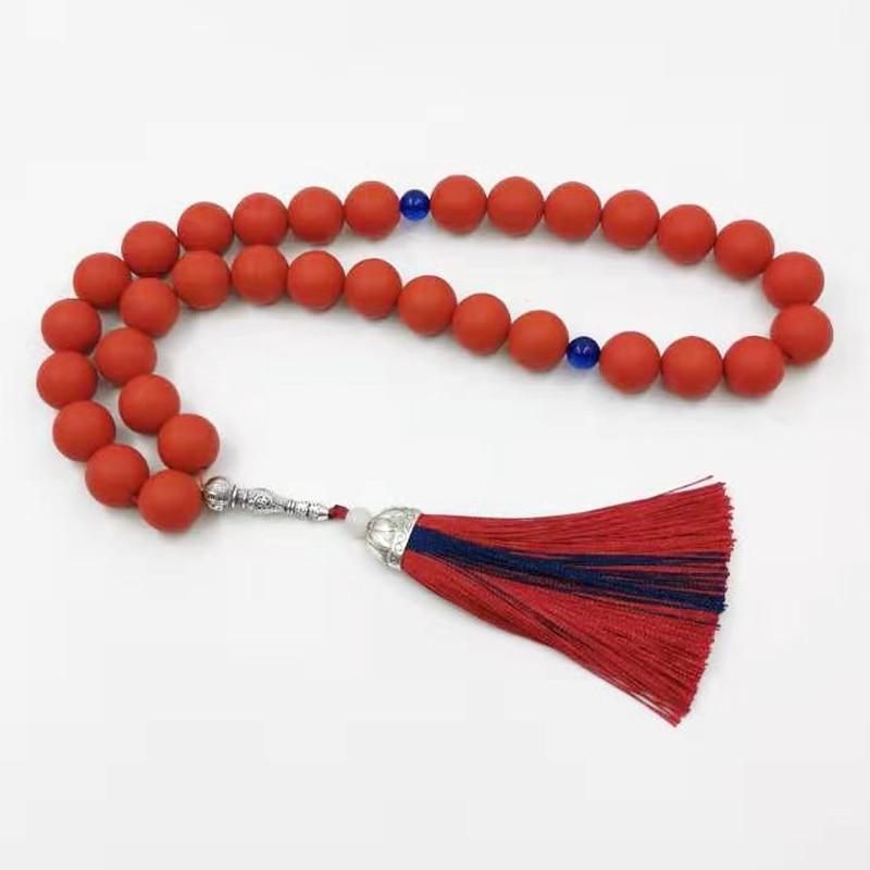 Big Size Tasbih Frosted red resin women's rosary Muslim 33 45 66 99 prayer beads misbaha Cotton tassel gift ramadan - Bashatasbih