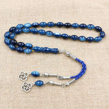 New Blue Tasbih Muslim man bracelet 33 prayerbeads leather tassel islamic arabic fashion rosary Kuwait 99 Misbaha Rosary - Bashatasbih تحميل الصورة في عارض المعرض
