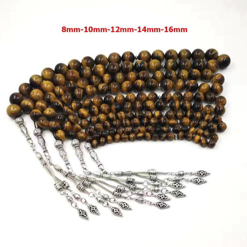 Big Size Natural Tiger eyes Tabish Muslim  misbaha prayer beads 33 66 99beads Arabic fashion Rosary - Bashatasbih