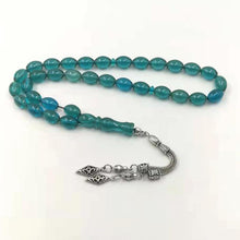 Blue Resin Tasbih 33 Beads Muslim rosary Metal tassel Islam Fashion bracelet Arabic Misbaha - Bashatasbih تحميل الصورة في عارض المعرض
