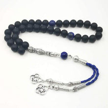 Man&#39;s Bracelets Natural Frosted black agates with lapis lazuli beads Tasbih gift islam misbaha Onxy prayer beads 33 66 99beads - Bashatasbih تحميل الصورة في عارض المعرض
