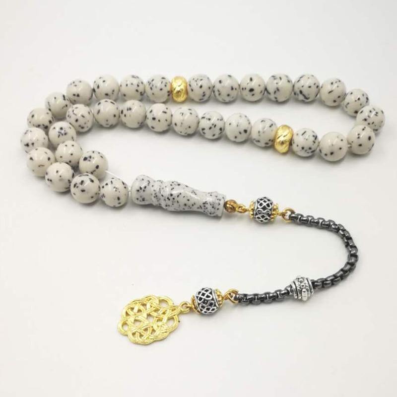 Resin man's tasbih Dotted beads 33 66 99 Misbaha Muslim gift Eid al-Adha Golden metal Tarbons special Islamic Bracelets - Bashatasbih