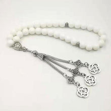 white ceramics tasbih Muslim Rosary prayer beads 33 66 99 beads white stone Misbaha - Bashatasbih تحميل الصورة في عارض المعرض

