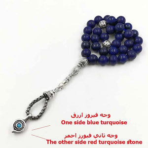 2020Natural Lapis lazulis Tasbih with Turquoises Rosary Muslim gfit Ramadan 33 66 99 Paryer beads Muslim misbaha Man's bracelets - Bashatasbih