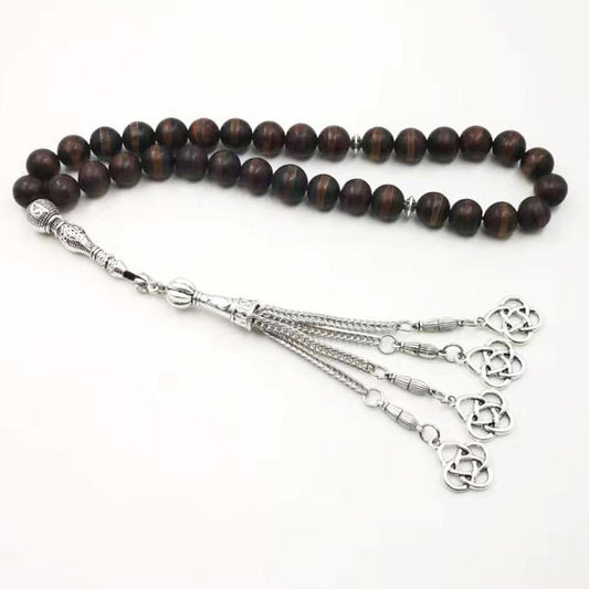 New arrive Natural Old agates tasbih with Matel tassel muslim bracelet gfit 33 66 99 Paryer beads arabic misbaha Man's bracelet - Bashatasbih