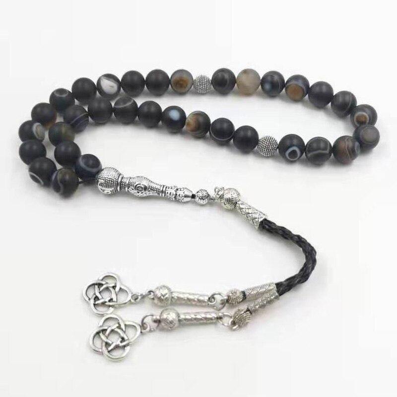 Natural Black Sulaimani Eyes Agates stone Tasbih prayer beads Misbaha 33beads New styles Muslim Man's jewelry rosary - Bashatasbih