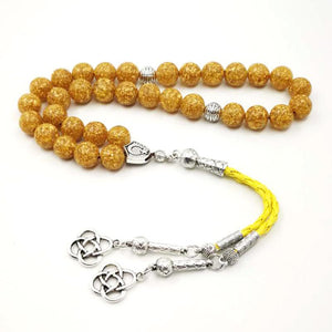 Resin Tesbih gold foil inside beads Turkey Fashion bracelet yellow tassels Luxury gift man Misbaha Muslim Rosary - Bashatasbih