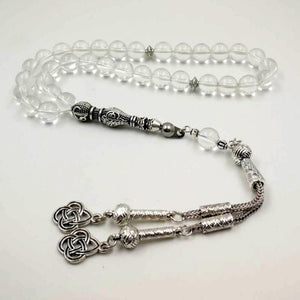 Crystal tasbih 33 Muslim Luxurious Rosary Quality White Transparent Bead grade 7A February 23 gift bracelet Misbaha love gift - Bashatasbih