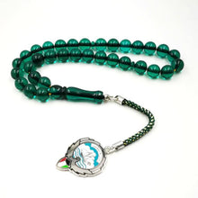 Kuwait Green Rosary Muslim Tasbih Kuwait March 8 prayer beads pusheen Man&#39;s Green Accessories jewelry Misbaha Islamic Bracelets - Bashatasbih تحميل الصورة في عارض المعرض
