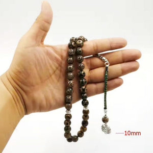 Natural Agates Tasbih Muslim Green eyes agate Islam misbaha Gift for Eid Man's bracelet prayer beads 33 66 99beads stone Rosary - Bashatasbih