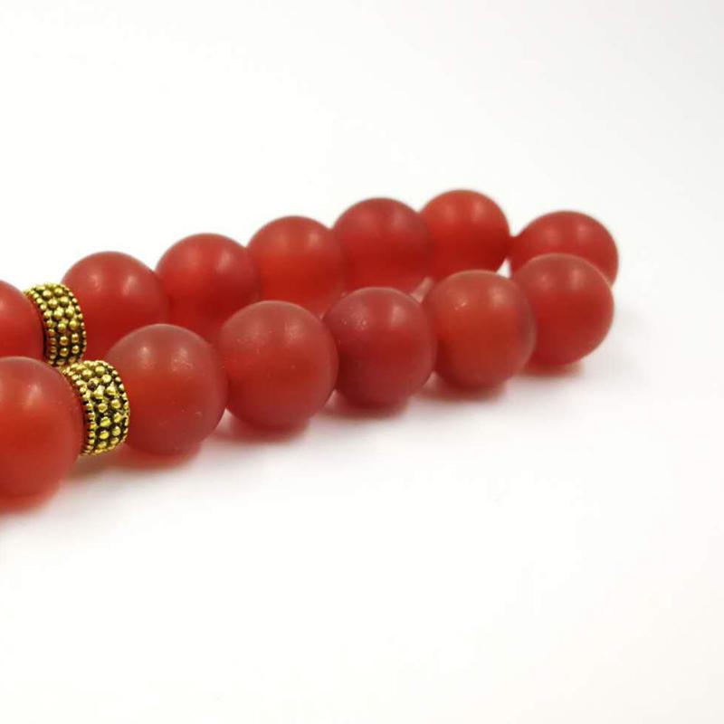 Natural Frosted red agate Tasbih Everything is new Muslim misbaha Man's bracelet Natural stone 33 66 99prayer beads Rosary - Bashatasbih